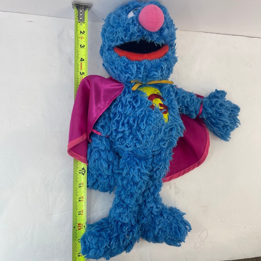 Sesame Street Super Grover Plush Toy Kids Blue Superhero Cape - Picture 11 of 13